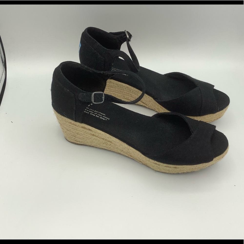 EUC Toms canvas espadrille wedge size 8.5